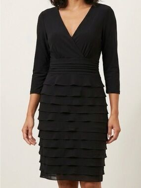 S.L. Fashions Black Layered Ruffle Dress